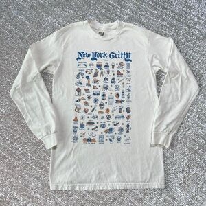 New York Gritty by Roachi white long sleeve graphic tee S